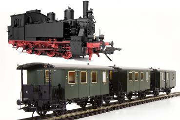 Zug-Set BR98.8 mit Zylinderdampf und 3 Lokalbahnwagen, DB, Ep.3 ( Vorbestellpreis )